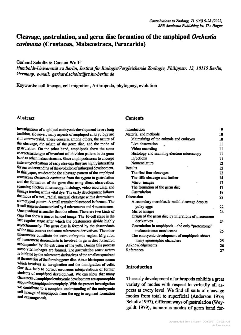 Contributions to Zoology, 71 (1/2) 9-28 (2002)