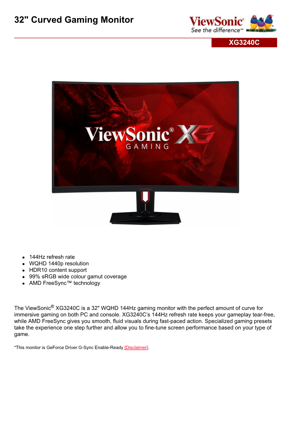 32" Curved Gaming Monitor