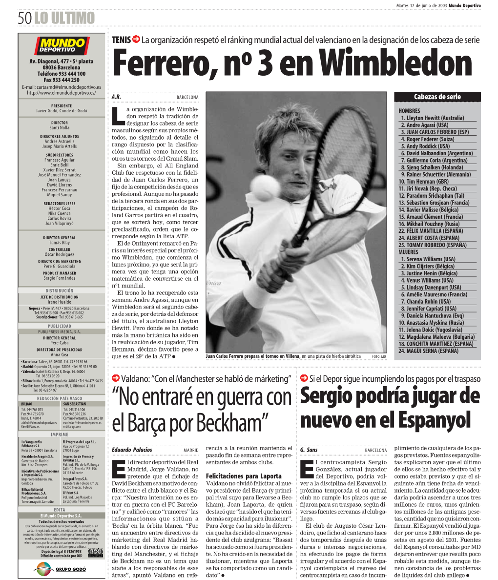 Ferrero,Nº3enwimbledon