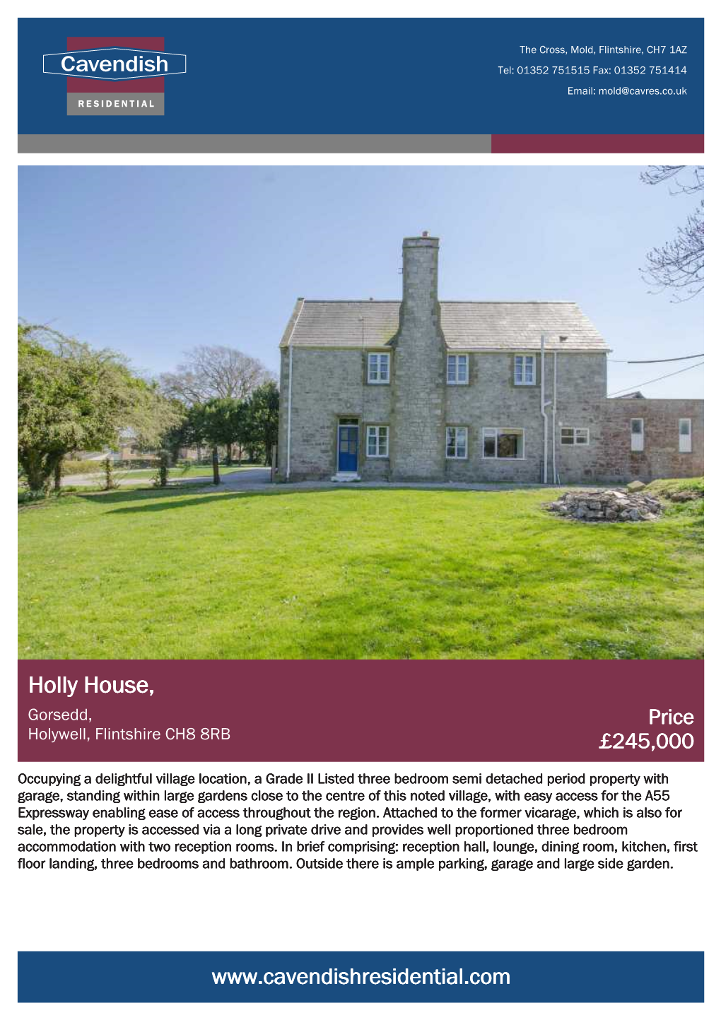 Holly House, Gorsedd, Price Holywell, Flintshire CH8 8RB £245,000