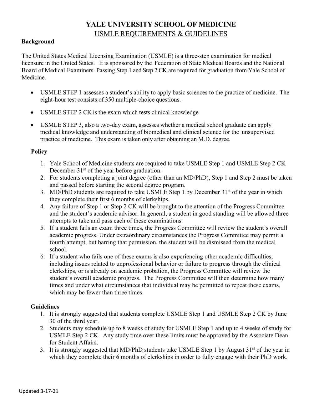 USMLE Requirements and Guidelines