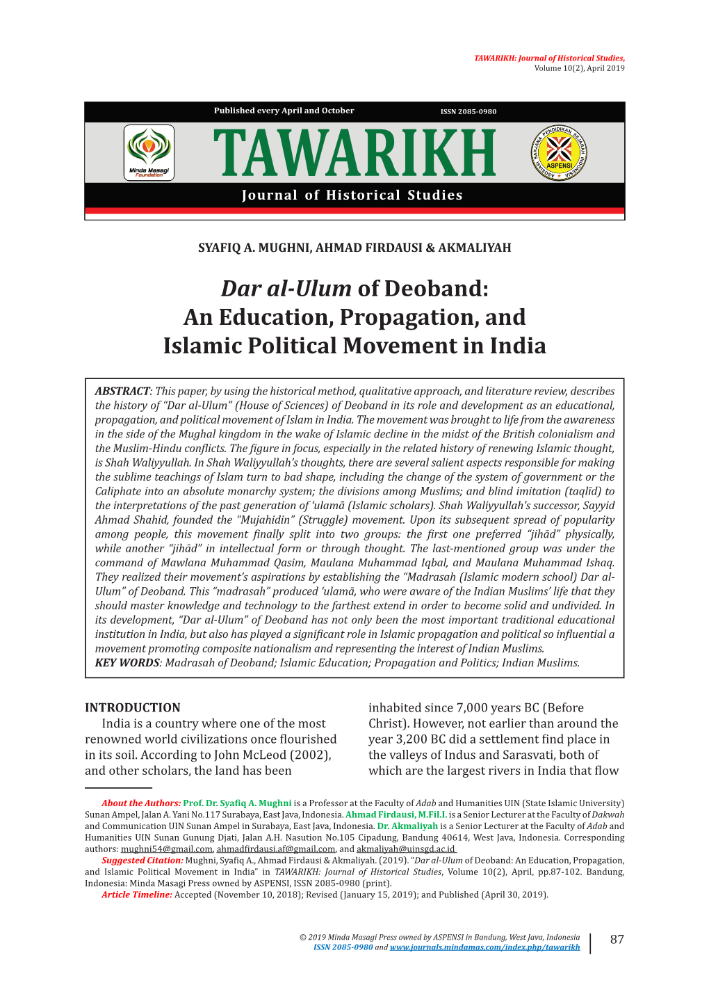 Dar Al-Ulum of Deoband: an Education, Propagation, And