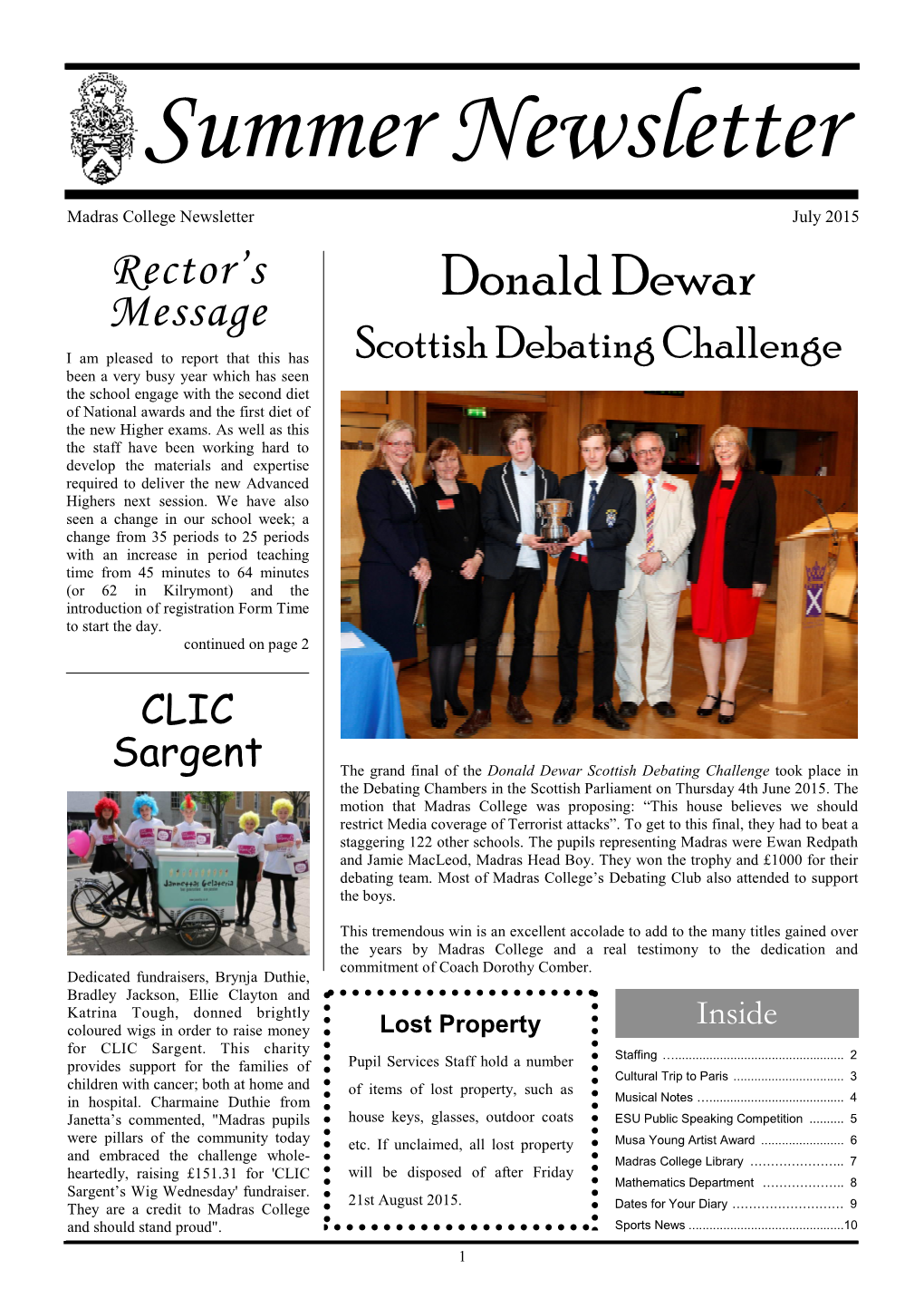 Summer Newsletter 2015