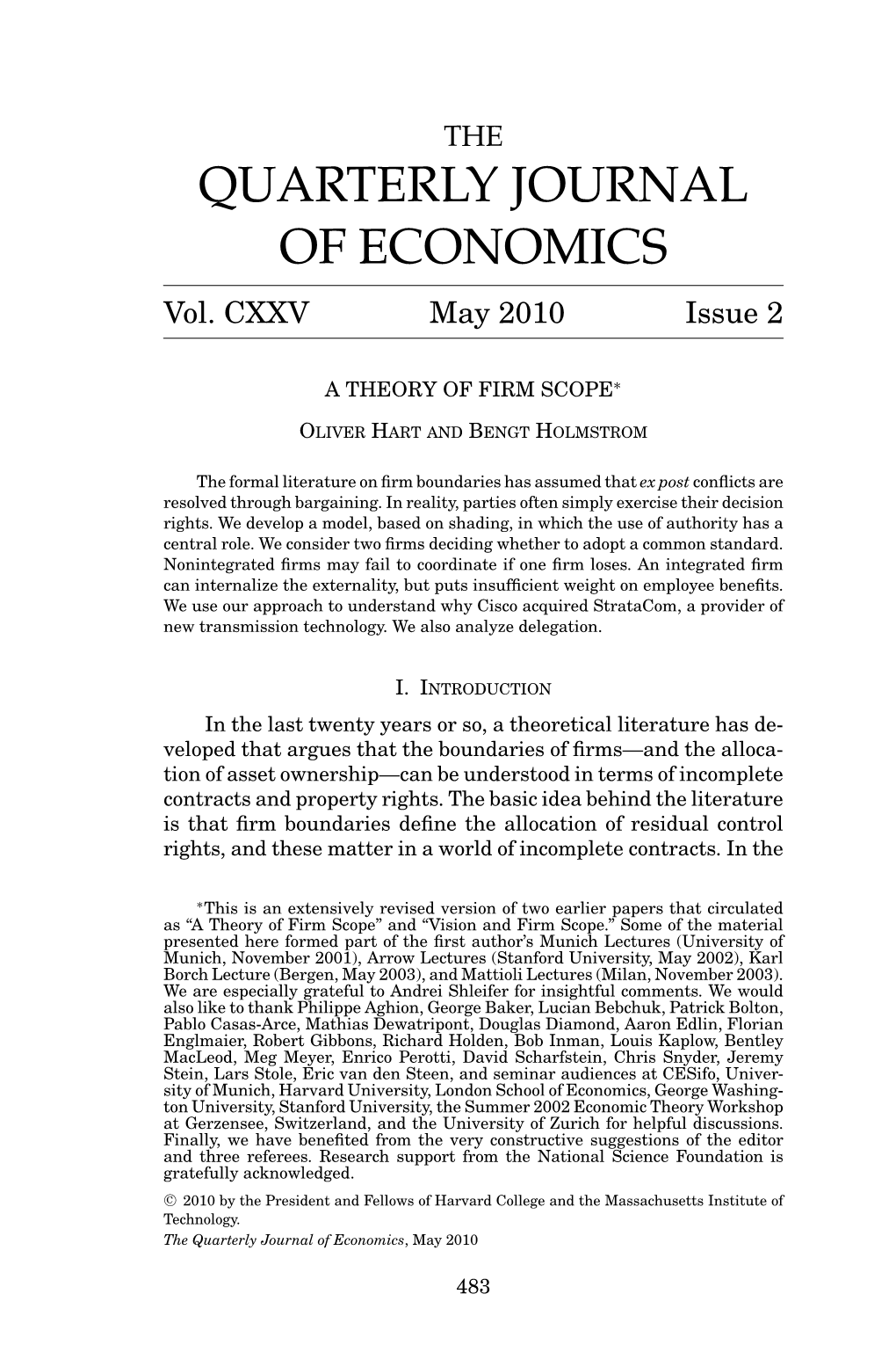 QUARTERLY JOURNAL of ECONOMICS Vol