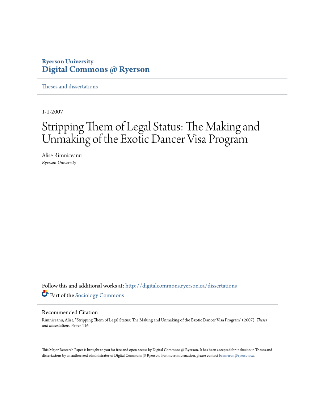 The Making and Unmaking of the Exotic Dancer Visa Program