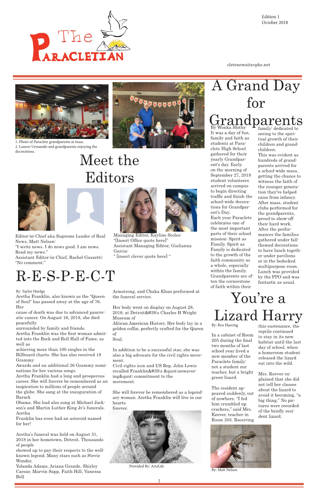 You're a Lizard Harry R-E-S-P-E-C-T Meet the Editors a Grand Day For