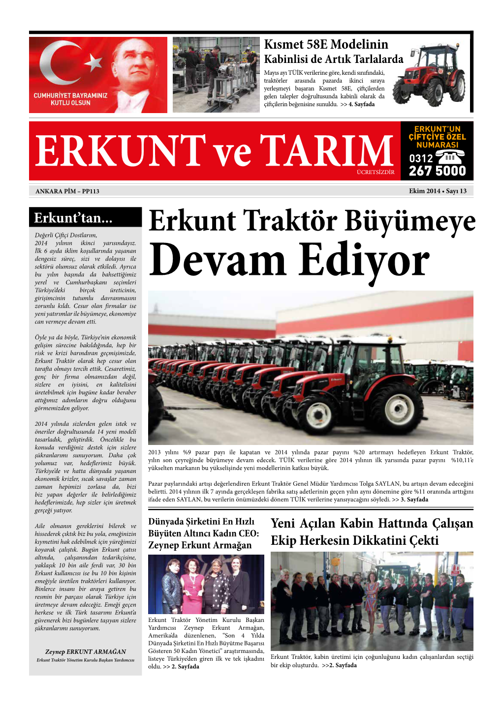 Erkunt Traktör Büyümeye 2014 Yılının KNc Yarısındayız