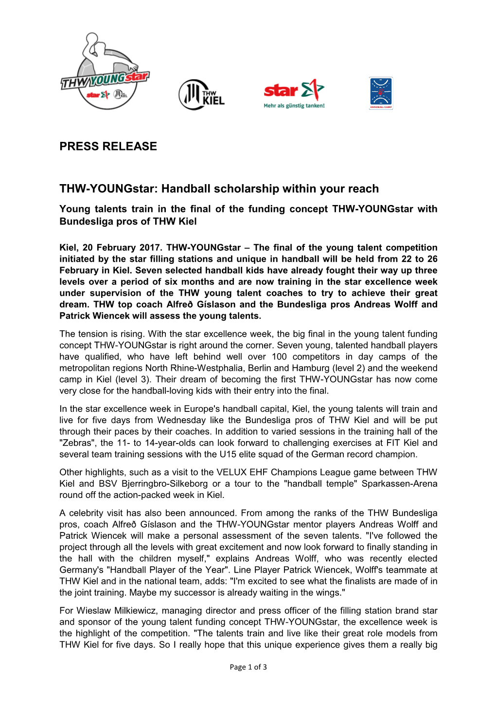 PRESS RELEASE THW-Youngstar