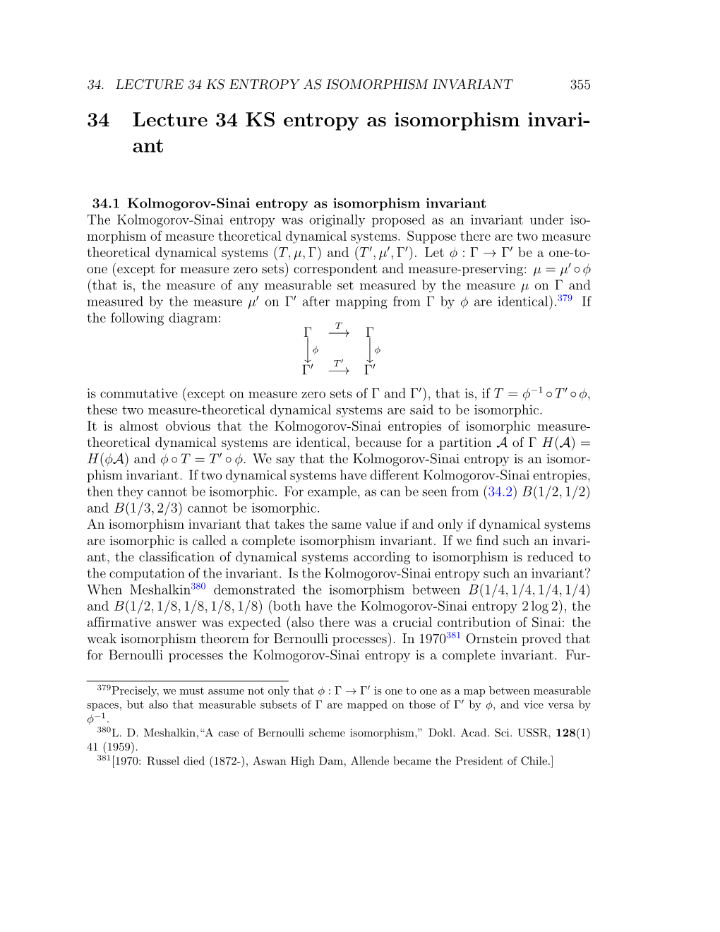 34 Lecture 34 KS Entropy As Isomorphism Invari- Ant