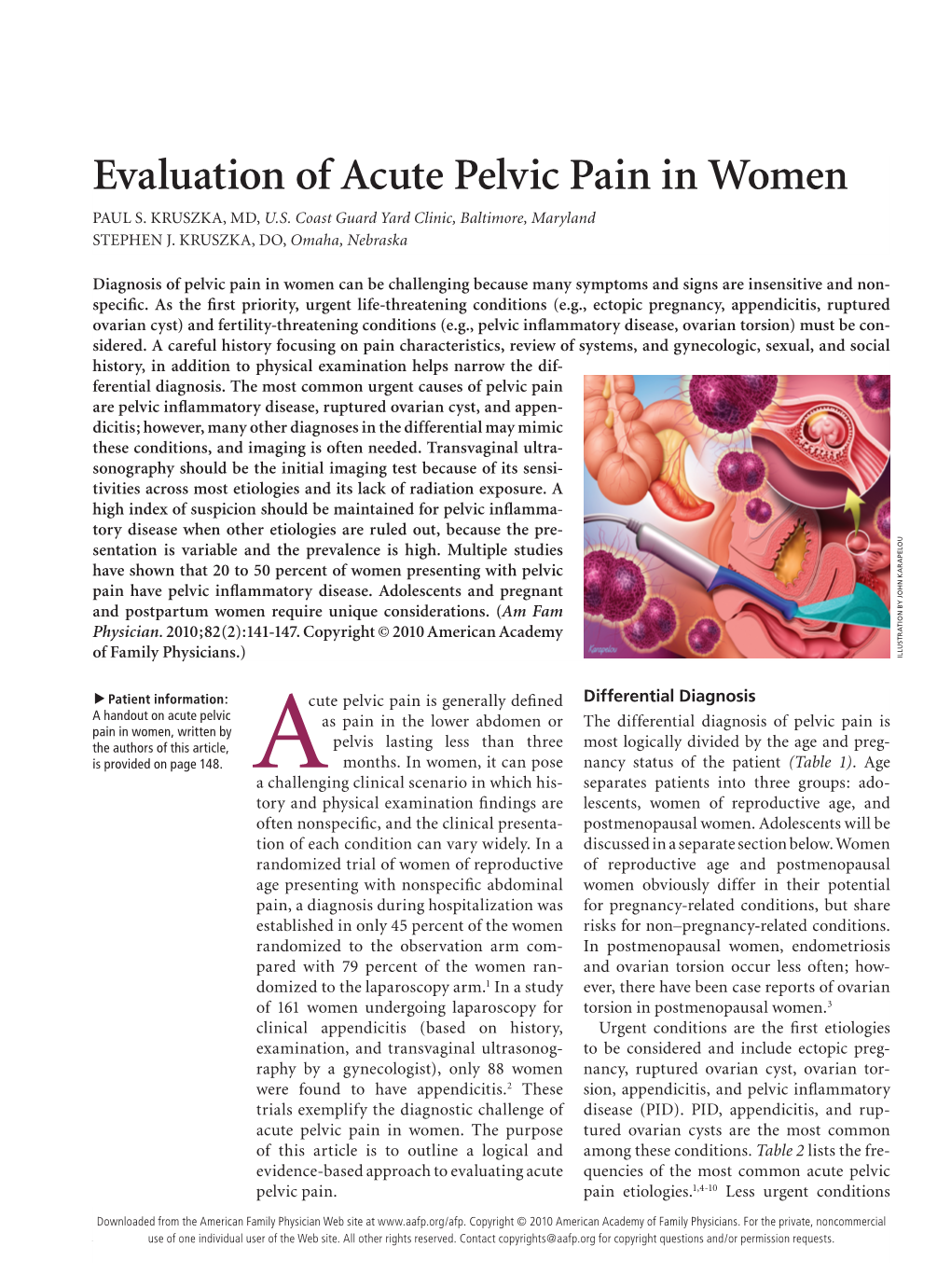 Evaluation of Acute Pelvic Pain in Women PAUL S