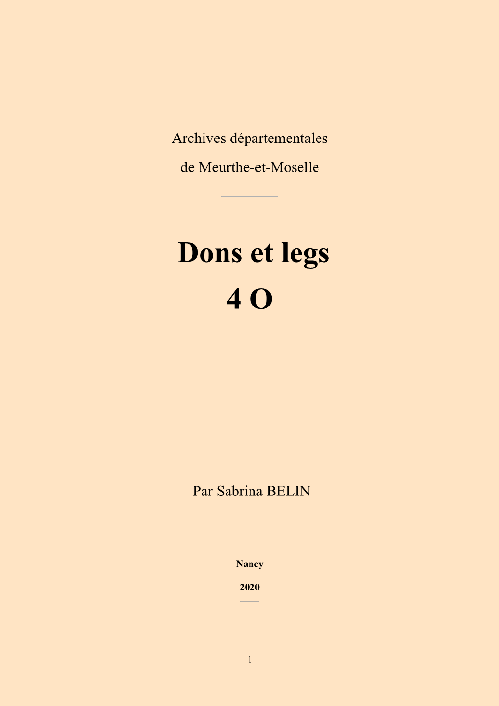 Dons Et Legs 4 O
