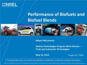 Performance of Biofuels and Biofuel Blends