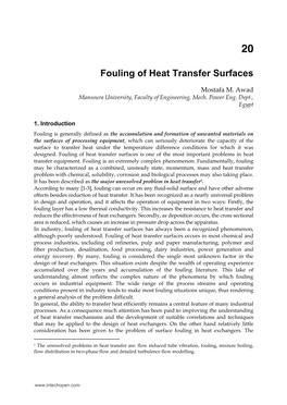 Fouling of Heat Transfer Surfaces