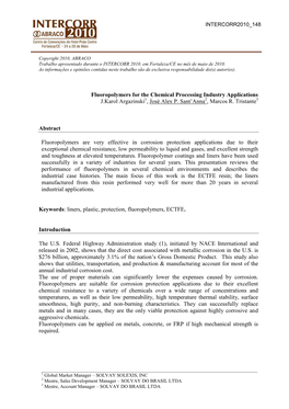 Fluoropolymers for the Chemical Processing Industry Applications J.Karol Argazinski1, José Alex P