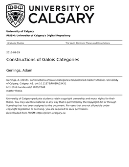 Constructions of Galois Categories