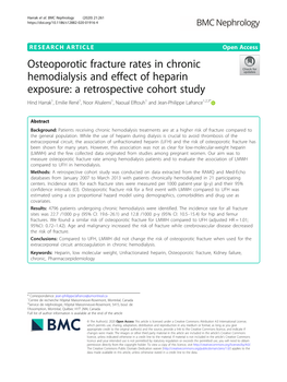 Osteoporotic Fracture Rates in Chronic Hemodialysis