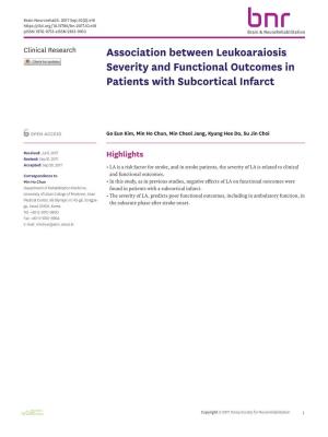 Association Between Leukoaraiosis Severity and Functional Outcomes in Patients with Subcortical Infarct