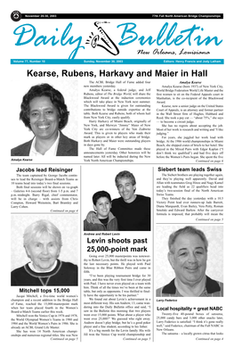 Kearse, Rubens, Harkavy and Maier in Hall the ACBL Bridge Hall of Fame Added Four Amalya Kearse New Members Yesterday