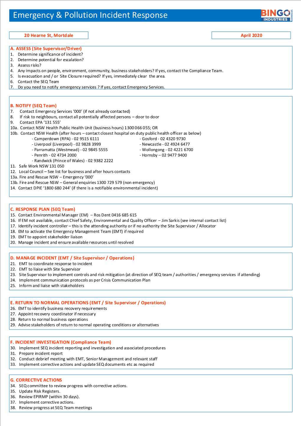 Emergency & Pollution Incident Response