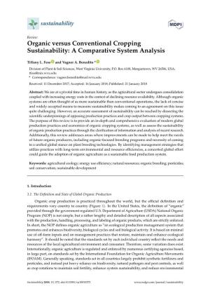 Organic Versus Conventional Cropping Sustainability: a Comparative System Analysis