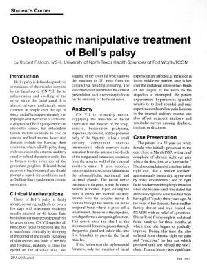 Osteopathic Manipulative Treatment of Bell's Palsy