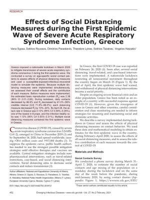 Effects of Social Distancing Measures During the First Epidemic Wave Of