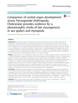 Comparison of Ventral Organ Development Across Pycnogonida