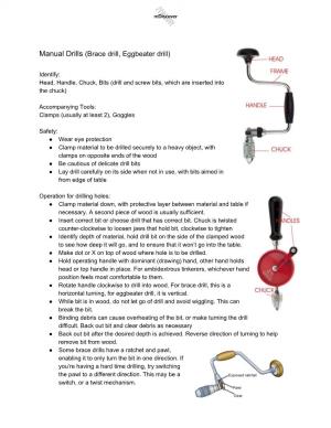 Manual Drills ​(Brace Drill, Eggbeater Drill)