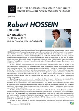 Robert HOSSEIN 1927 - 2020 Exposition 2 - 27 Février 2021 Hall De L’Hôtel De Ville - PONTARLIER