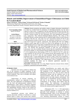 Kinetic and Stability Improvement of Immobilized Pepper Chitosanase