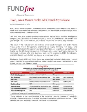 Bain, Ares Moves Stoke Alts Fund Arms Race