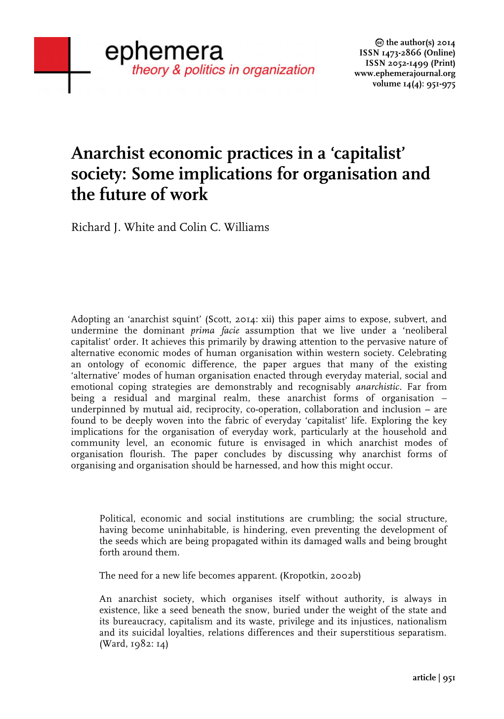 Anarchist Economic Practices in a 'Capitalist' Society