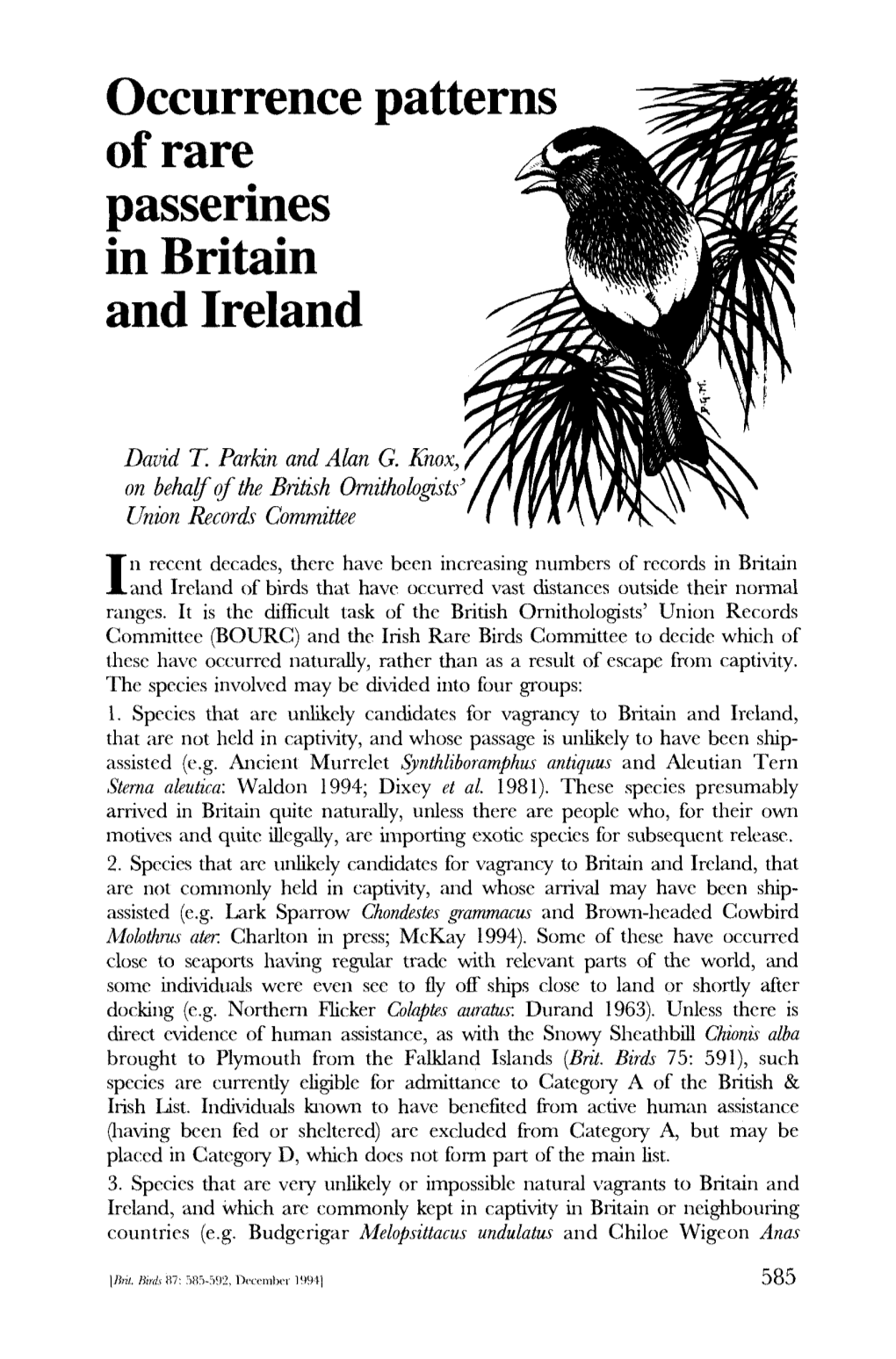 Occurrence Patterns of Rare Passerines in Britain and Ireland