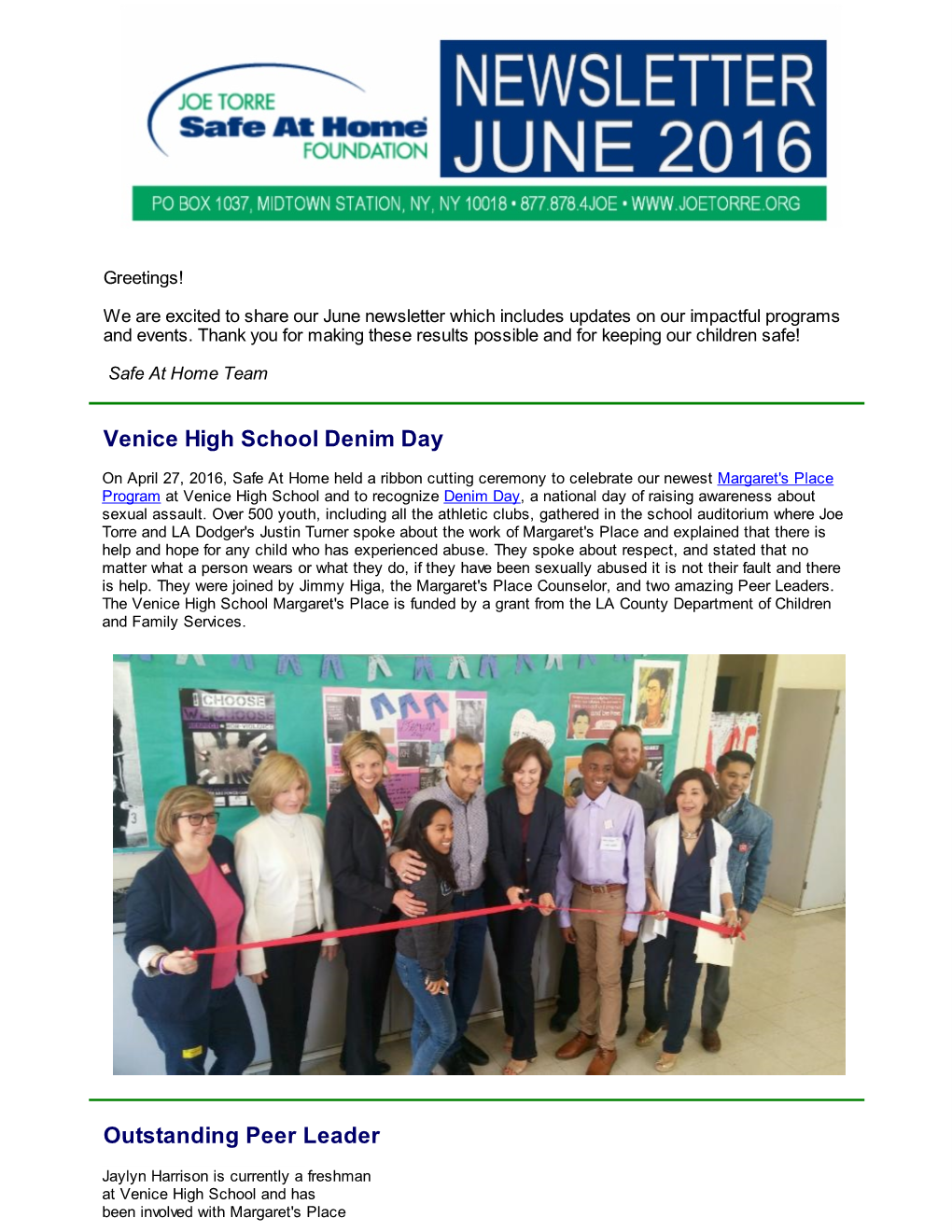 June Newsletter Which Includes Updates on Our Impactful Programs and Events