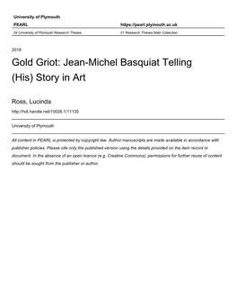 Gold Griot: Jean-Michel Basquiat Telling (His) Story in Art
