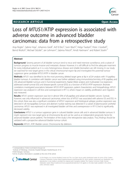 Loss of MTUS1/ATIP Expression Is Associated With