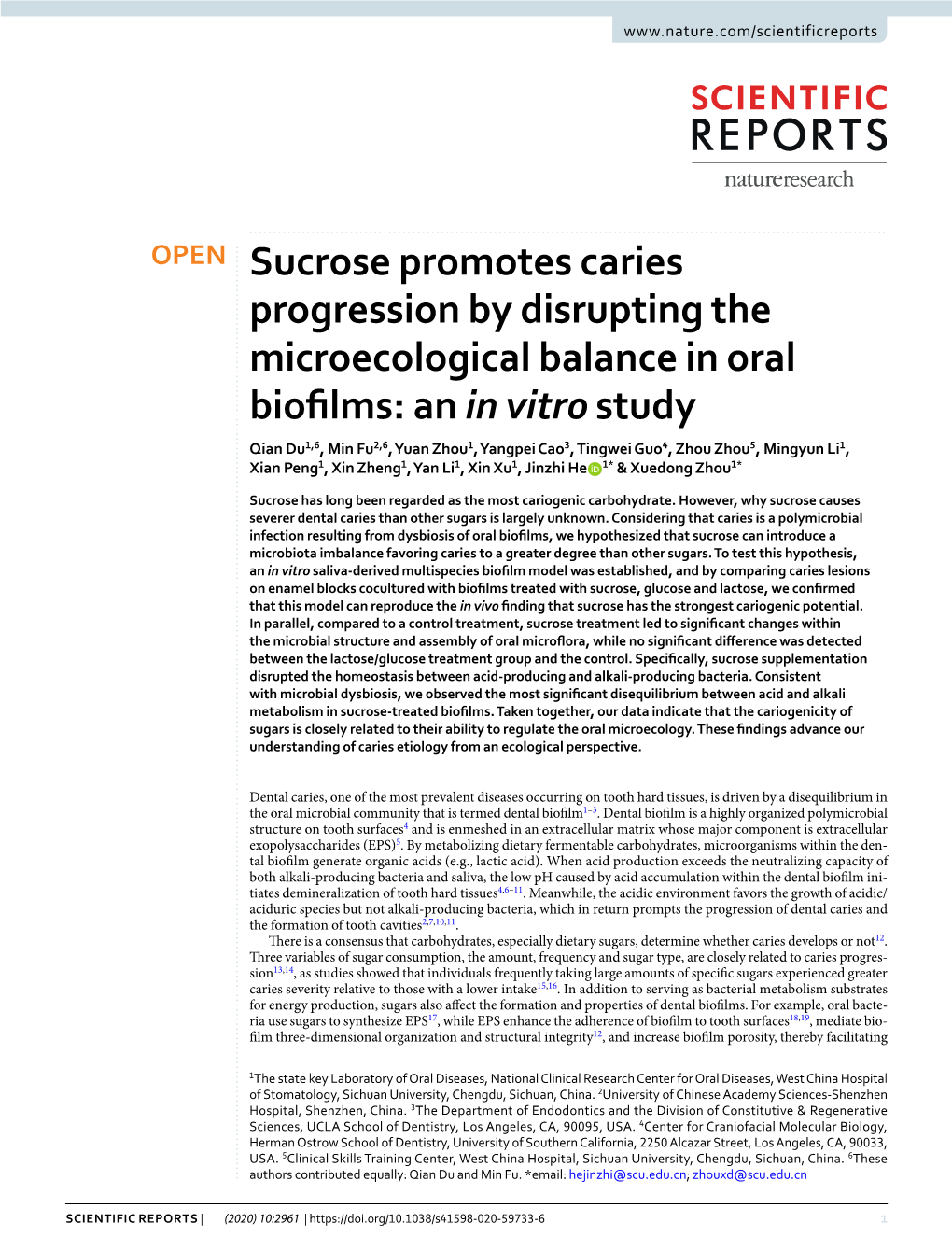 Sucrose Promotes Caries Progression by Disrupting The