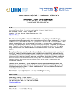 Pharmacy Residency Hiv Ambulatory Care Rotation