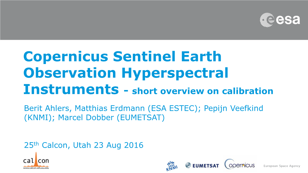 Copernicus Sentinel Earth Observation Hyperspectral Instruments - Short Overview on Calibration