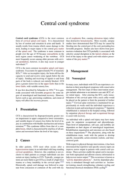 Central Cord Syndrome