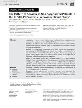 The Pattern of Anosmia in Non-Hospitalized Patients in The