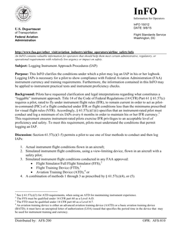 Info15012: Logging Instrument Approach Procedures (IAP)