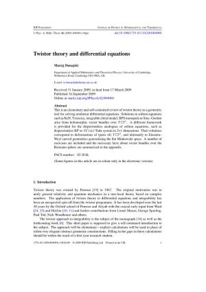 Twistor Theory and Differential Equations