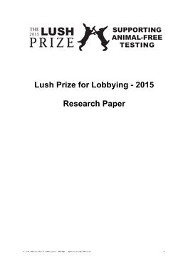 Lush Prize for Lobbying - 2015