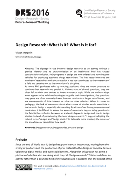 Design Research: What Is It? What Is It For?