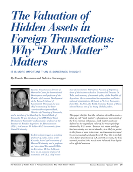 The Valuation of Hidden Assets in Foreign Transactions: Why “Dark Matter” Matters IT IS MORE IMPORTANT THAN IS SOMETIMES THOUGHT