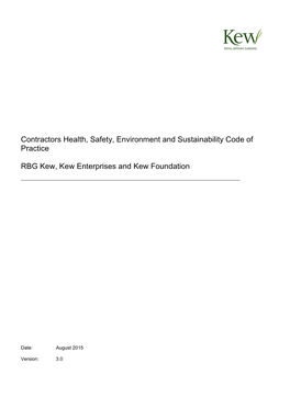 Contractors Health, Safety, Environment and Sustainability Code of Practice