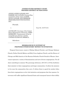 DAN BARKER; IAN GAYLOR, Personal Rep- Resentative of the Estate of ANNE NICOL GAYLOR; and FREEDOM from RELIGION FOUNDATION, INC