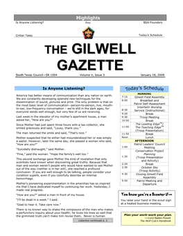 Gilwell Gazette, Issue 1