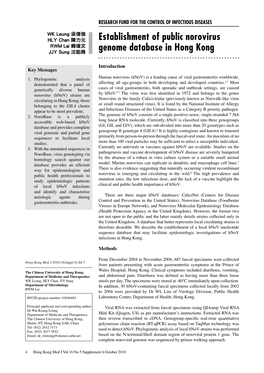 Establishment of Public Norovirus Genome Database in Hong Kong